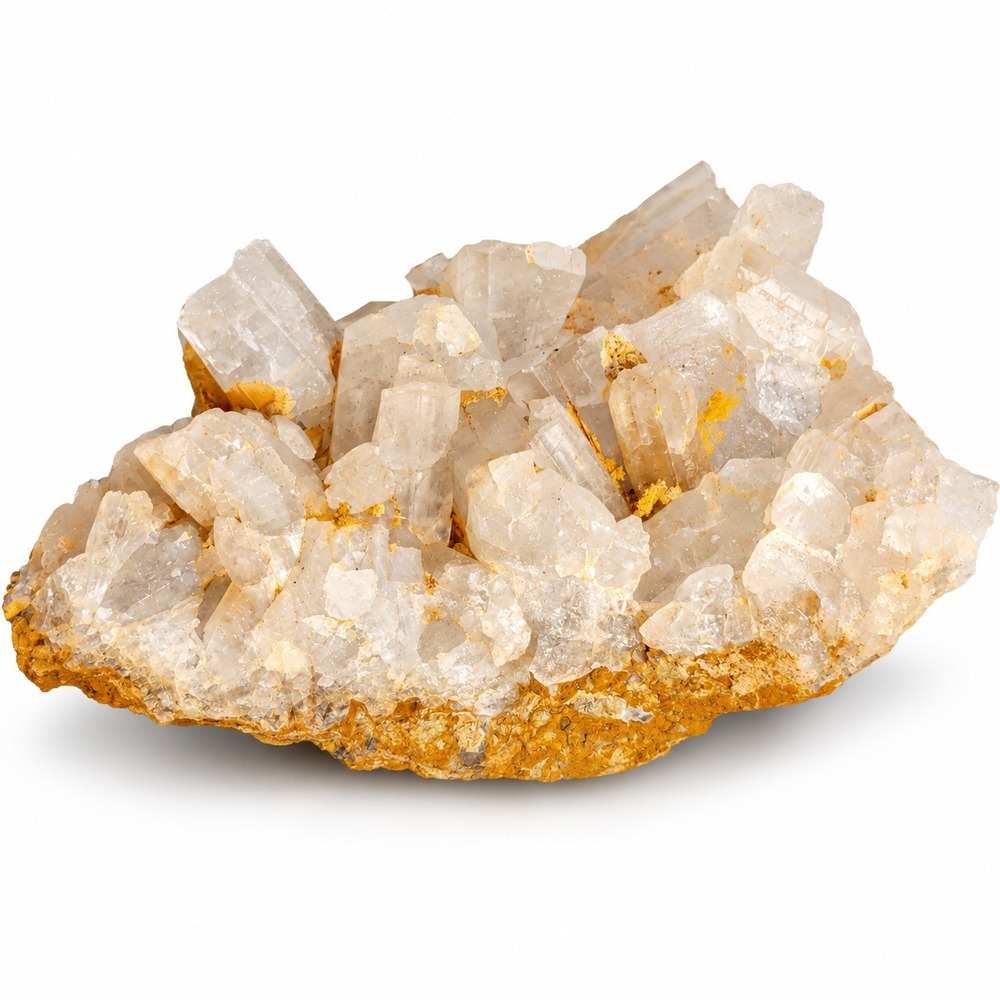 Natural Barite Crystal Cluster on Matrix Iron Oxide Mineral Specimen 10.5 oz